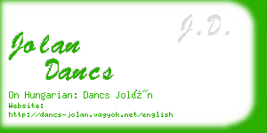 jolan dancs business card